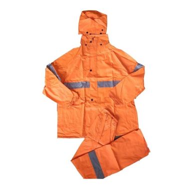 Bộ áo mưa cam phối phản quang xám cảnh báo ban đêm