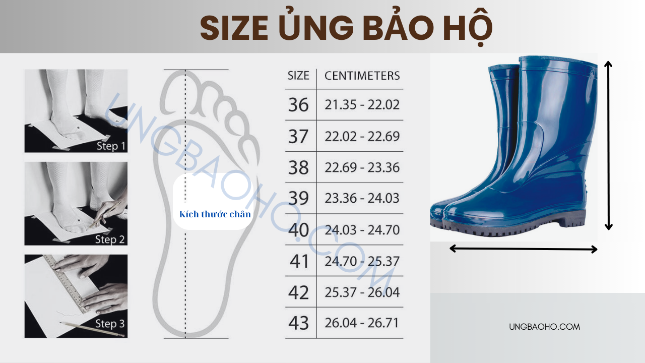 Cách đo size ủng chống nước chuẩn không bị cọ chân