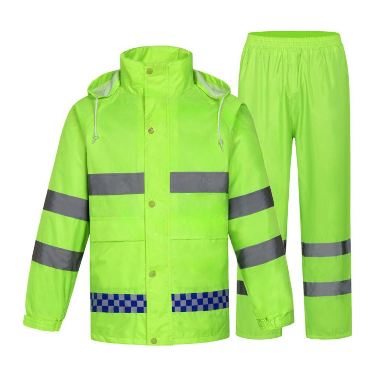 Bộ áo mưa phản quang Oxford 210D màu xanh chuối