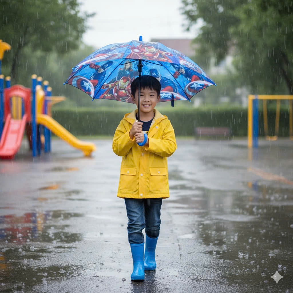 Bí quyết chọn dù đi mưa giúp bé an toàn tuyệt đối khi đến trường